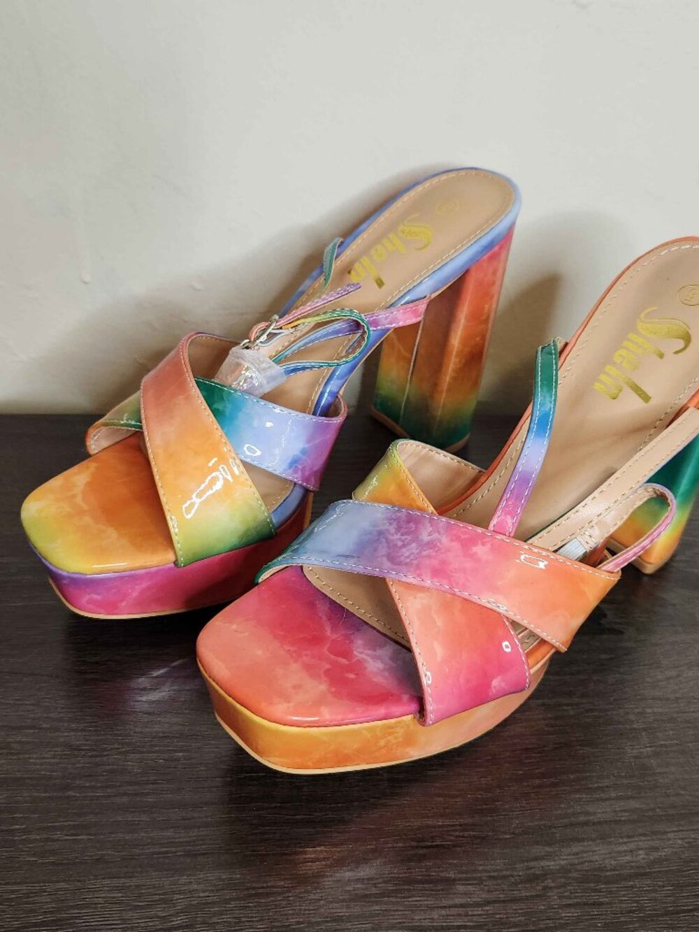 Rainbow heels by Shein
